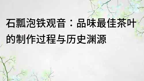 石瓢泡铁观音：品味最佳茶叶的制作过程与历史渊源