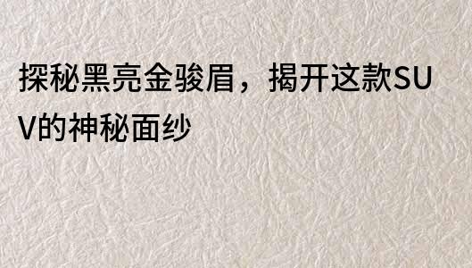 探秘黑亮金骏眉，揭开这款SUV的神秘面纱