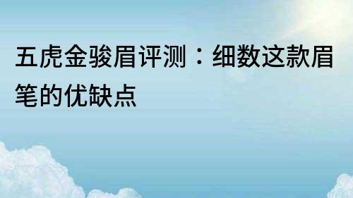 五虎金骏眉评测：细数这款眉笔的优缺点
