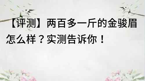 【评测】两百多一斤的金骏眉怎么样？实测告诉你！