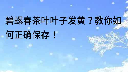 碧螺春茶叶叶子发黄？教你如何正确保存！