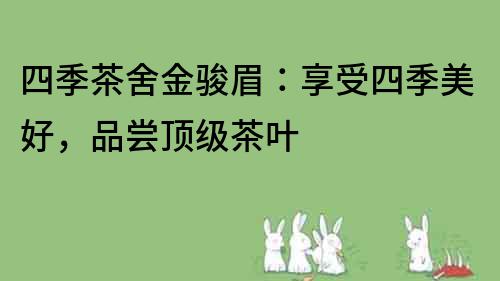 四季茶舍金骏眉：享受四季美好，品尝顶级茶叶