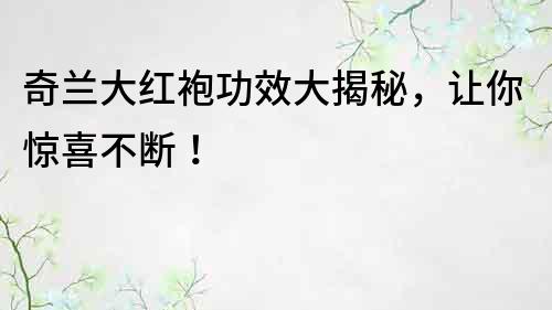 奇兰大红袍功效大揭秘，让你惊喜不断！