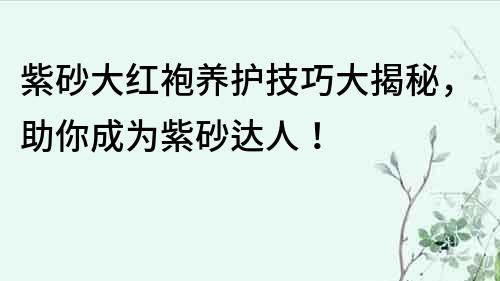 紫砂大红袍养护技巧大揭秘，助你成为紫砂达人！