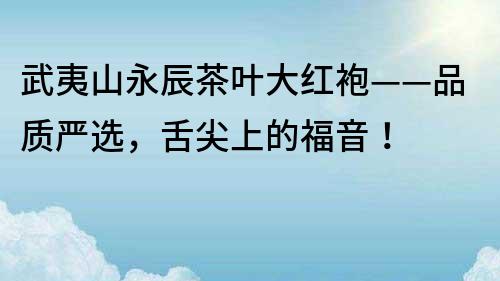 武夷山永辰茶叶大红袍——品质严选，舌尖上的福音！