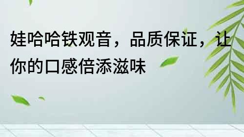 娃哈哈铁观音，品质保证，让你的口感倍添滋味