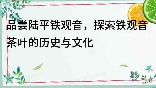 品尝陆平铁观音，探索铁观音茶叶的历史与文化