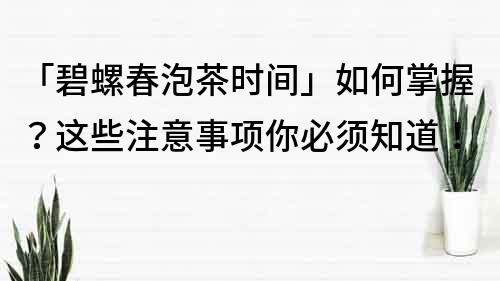 「碧螺春泡茶时间」如何掌握？这些注意事项你必须知道！