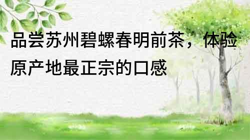 品尝苏州碧螺春明前茶，体验原产地最正宗的口感