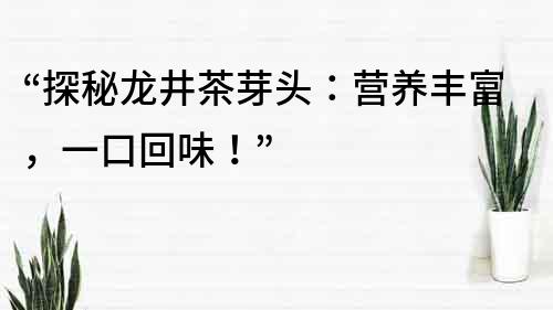 “探秘龙井茶芽头：营养丰富，一口回味！”