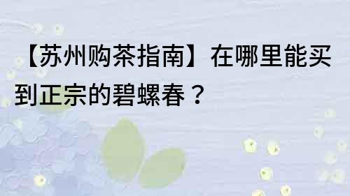 【苏州购茶指南】在哪里能买到正宗的碧螺春？