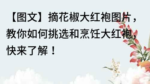 【图文】摘花椒大红袍图片，教你如何挑选和烹饪大红袍，快来了解！