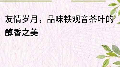 友情岁月，品味铁观音茶叶的醇香之美