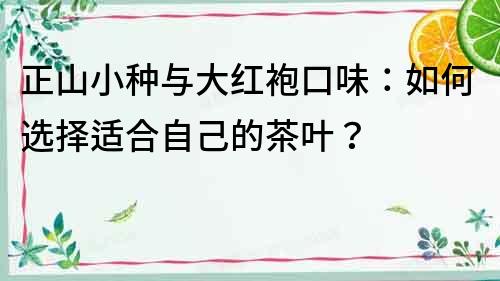 正山小种与大红袍口味：如何选择适合自己的茶叶？