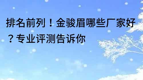 排名前列！金骏眉哪些厂家好？专业评测告诉你