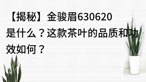 【揭秘】金骏眉630620是什么？这款茶叶的品质和功效如何？