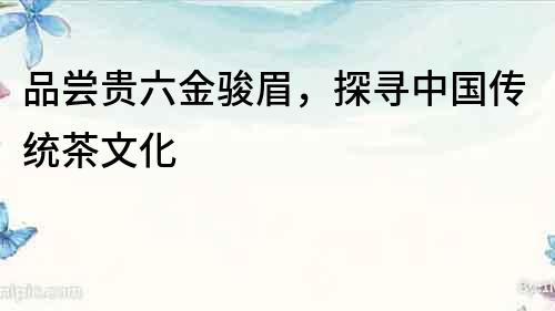 品尝贵六金骏眉，探寻中国传统茶文化