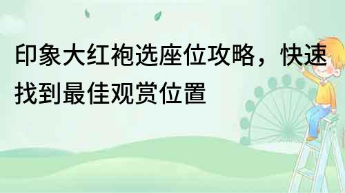 印象大红袍选座位攻略，快速找到最佳观赏位置