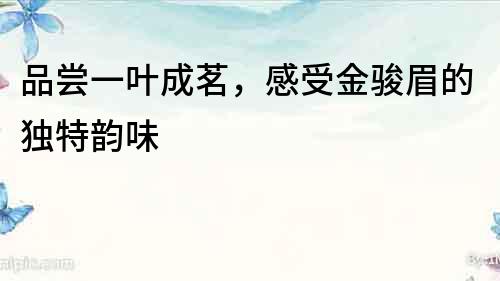 品尝一叶成茗，感受金骏眉的独特韵味