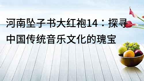 河南坠子书大红袍14：探寻中国传统音乐文化的瑰宝