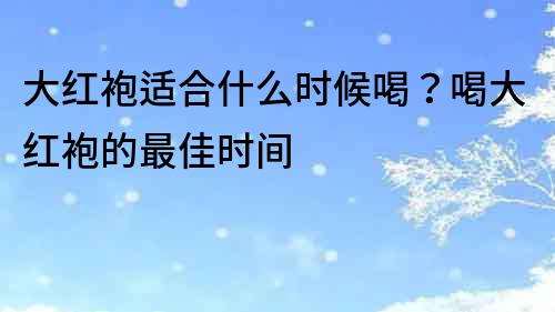 大红袍适合什么时候喝？喝大红袍的最佳时间