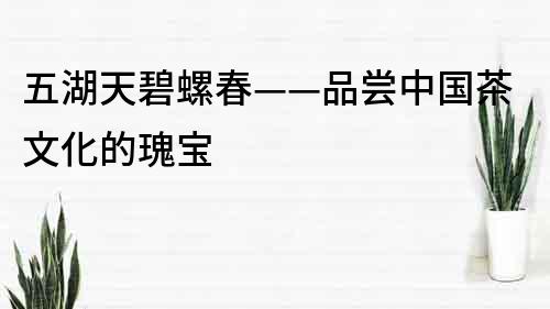 五湖天碧螺春——品尝中国茶文化的瑰宝