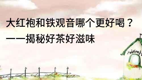 大红袍和铁观音哪个更好喝？一一揭秘好茶好滋味