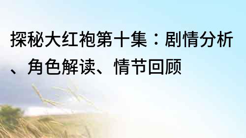 探秘大红袍第十集：剧情分析、角色解读、情节回顾