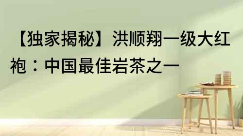 【独家揭秘】洪顺翔一级大红袍：中国最佳岩茶之一