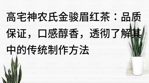 高宅神农氏金骏眉红茶：品质保证，口感醇香，透彻了解其中的传统制作方法