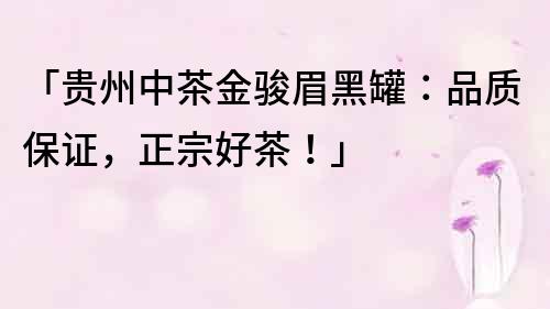 「贵州中茶金骏眉黑罐：品质保证，正宗好茶！」