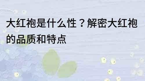 大红袍是什么性？解密大红袍的品质和特点