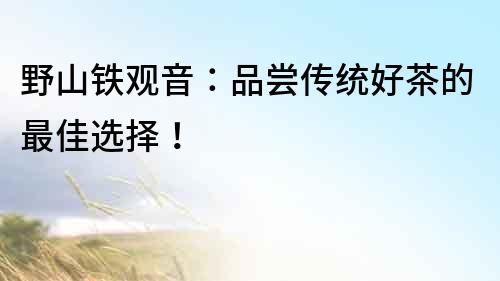 野山铁观音：品尝传统好茶的最佳选择！