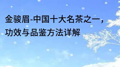 金骏眉-中国十大名茶之一，功效与品鉴方法详解