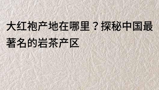 大红袍产地在哪里？探秘中国最著名的岩茶产区