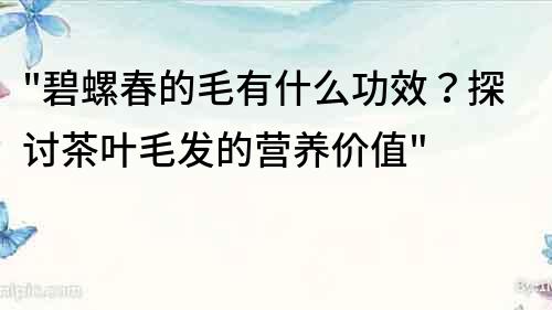 碧螺春的毛有什么功效？探讨茶叶毛发的营养价值