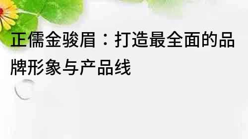 正儒金骏眉：打造最全面的品牌形象与产品线