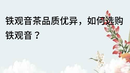 铁观音茶品质优异，如何选购铁观音？