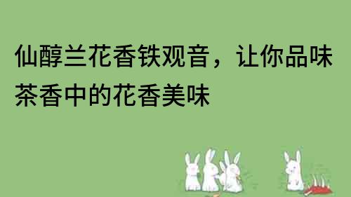仙醇兰花香铁观音，让你品味茶香中的花香美味