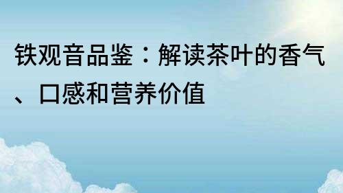 铁观音品鉴：解读茶叶的香气、口感和营养价值