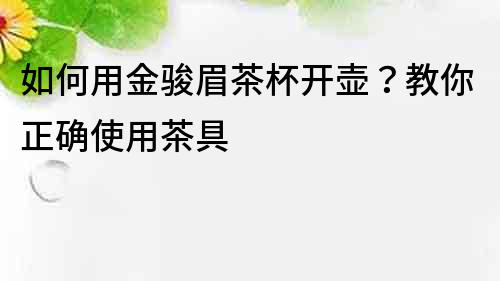 如何用金骏眉茶杯开壶？教你正确使用茶具