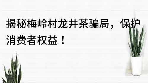 揭秘梅岭村龙井茶骗局，保护消费者权益！