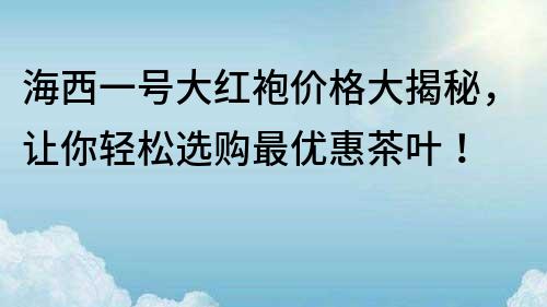 海西一号大红袍价格大揭秘，让你轻松选购最优惠茶叶！