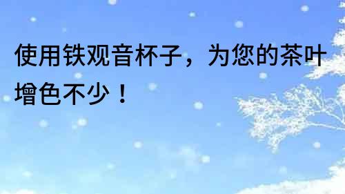 使用铁观音杯子，为您的茶叶增色不少！