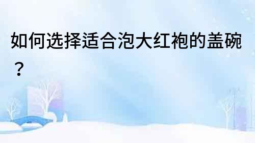 如何选择适合泡大红袍的盖碗？