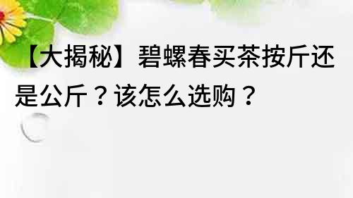 【大揭秘】碧螺春买茶按斤还是公斤？该怎么选购？