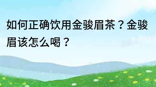 如何正确饮用金骏眉茶？金骏眉该怎么喝？