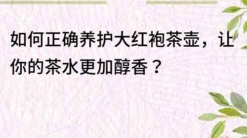 如何正确养护大红袍茶壶，让你的茶水更加醇香？